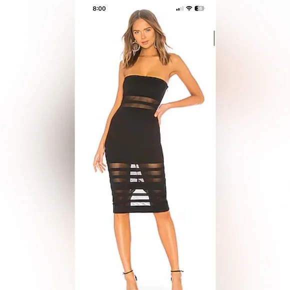 Superdown Black Strapless Midi Dress - Picture 1 of 2